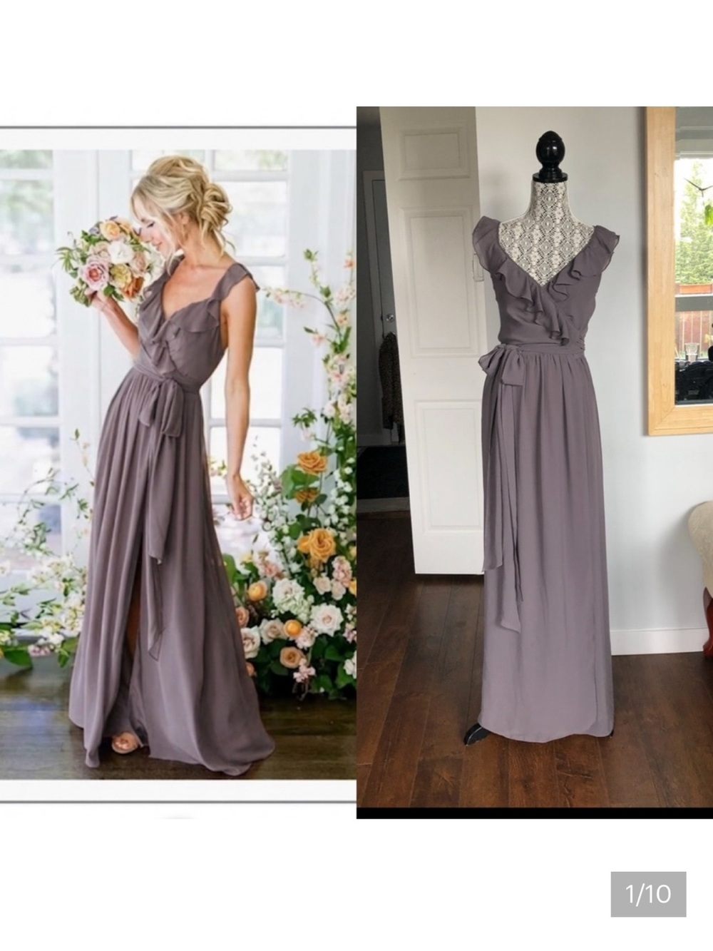 NWT Joanna August Wrap Formal Gown Maxi Dress. Small.
